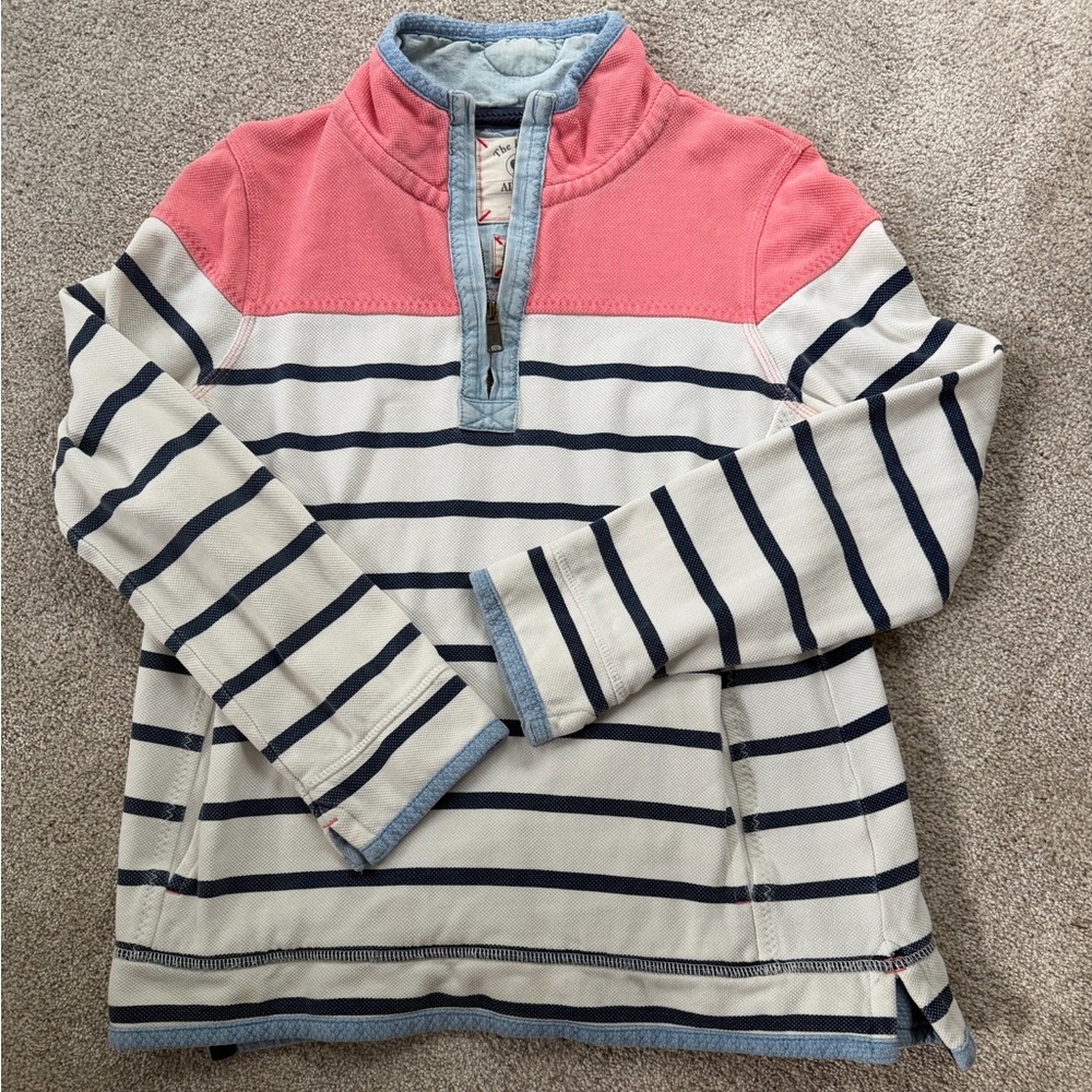 Fat Face Pink Yoke Navy Striped Girls' Pullover